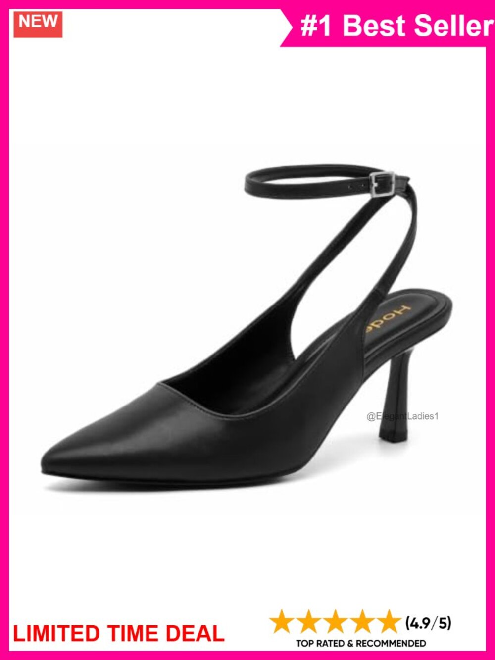 Faux Leather Kitten Heel Slingback Pumps Pointed Toe Dress Shoes